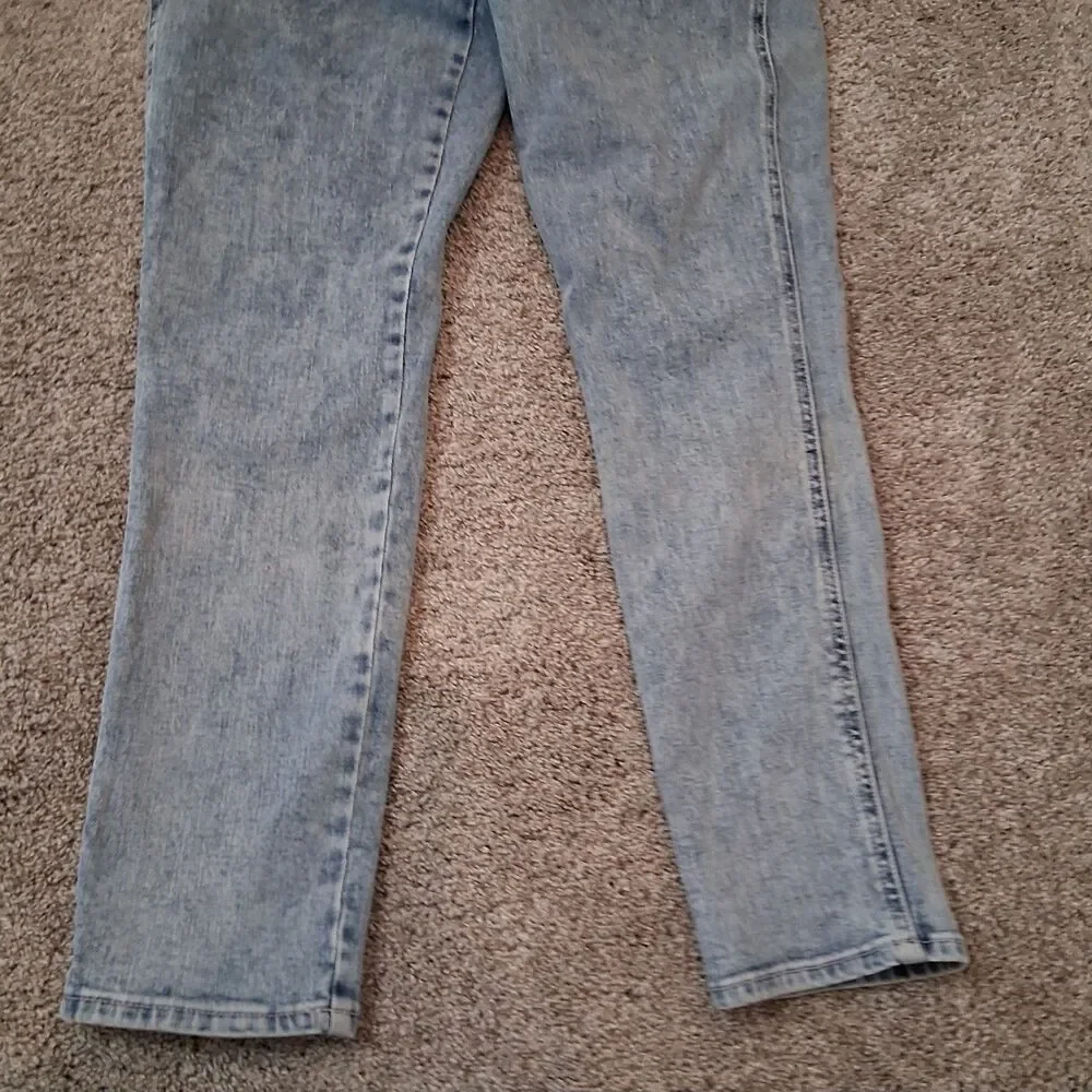 Blue Denim Overalls Old Navy Pockets , Side zip, Skinny Size 4